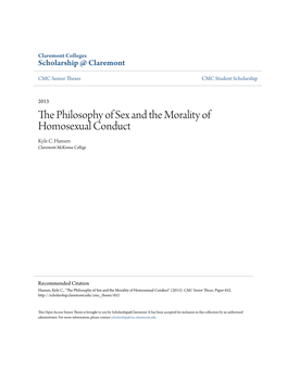 The Philosophy of Sex and the Morality of Homosexual Conduct