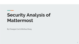 Security Analysis of Mattermost