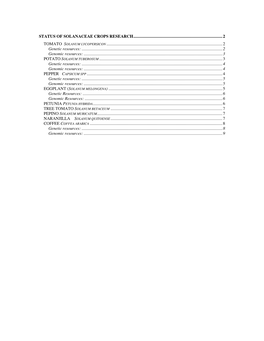 Status of Solanaceae Crops Research