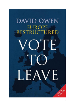 Europe Restructured: Vote to Leave