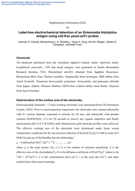 Label-Free Electrochemical Detection of an Entamoeba Histolytica Antigen Using Cell-Free Yeast-Scfv Probes