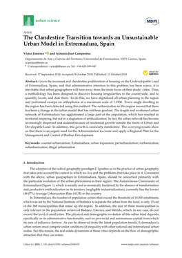 The Clandestine Transition Towards an Unsustainable Urban Model in Extremadura, Spain