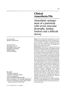 Anaesthetic Management of a Parturient with Severe Muscular Dystrophy, Lumbar Lordosis and a Difficult Airway