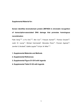 Supplemental Material For: Screen Identifies Bromodomain Protein