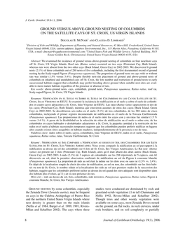 Ground Versus Above-Ground Nesting of Columbids on the Satellite Cays of St