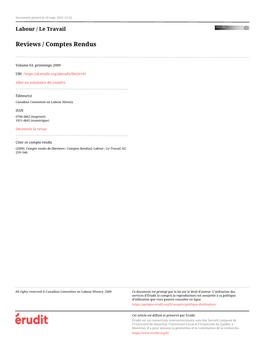 Reviews / Comptes Rendus