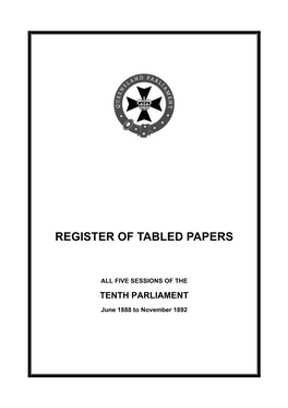 Register of Tabled Papers