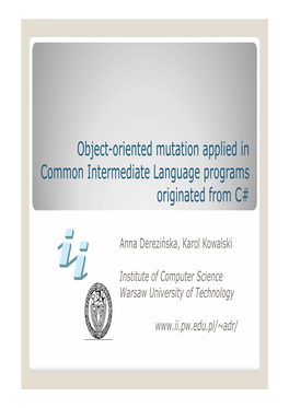 Object-Oriented Mutation Applied in Common Intermediate Language Programs Originated from C