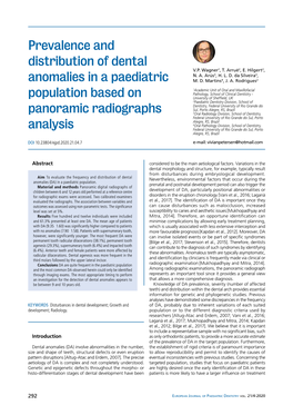 Prevalence and Distribution of Dental Anomalies in a Paediatric