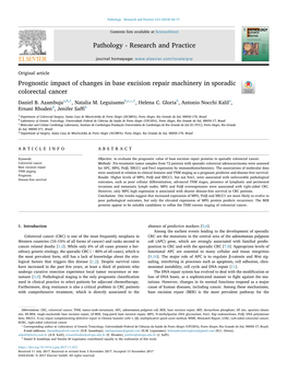 Prognostic Impact of Changes in Base Excision Repair Machinery in Sporadic T Colorectal Cancer ⁎ Daniel B