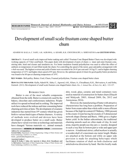 Development of Small Scale Frustum Cone Shaped Butter Churn