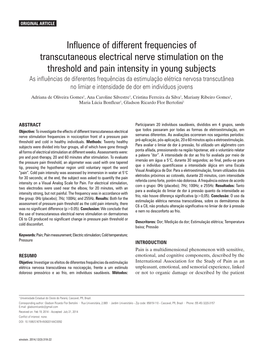 Influence of Different Frequencies of Transcutaneous Electrical Nerve