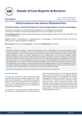 Pulsus Paradoxus from Anterior Mediastinal Mass