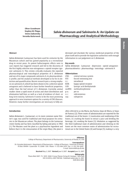 Salvia Divinorum and Salvinorin A: an Update on Pharmacology And