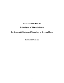 Principles of Plant Science