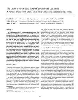 The Laurel-Convict Fault, Eastern Sierra Nevada, California: a Permoðtriassic Left-Lateral Fault, Not a Cretaceous Intrabatholithic Break