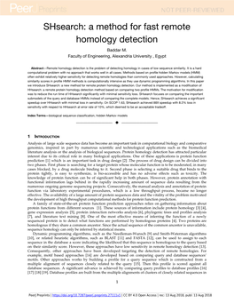 Shsearch: a Method for Fast Remote Homology Detection Baddar M