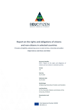 Report on the Rights and Obligations of Citizens and Non-Citizens in Selected Countries