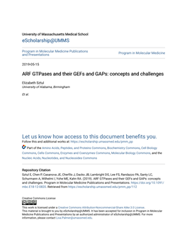 ARF Gtpases and Their Gefs and Gaps: Concepts and Challenges