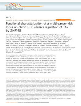 Functional Characterization of a Multi-Cancer Risk Locus on Chr5p15.33 Reveals Regulation of TERT by ZNF148