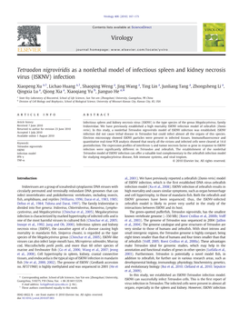 Tetraodon Nigroviridis As a Nonlethal Model of Infectious Spleen and Kidney Necrosis Virus (ISKNV) Infection