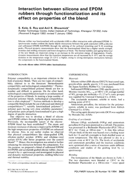 Interaction Between Silicone and EPDM Rubbers Through Functionalization and Its Effect on Properties of the Blend