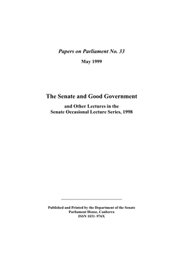The Senate and Good Government