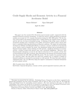 Credit Supply Shocks and Economic Activity in a Financial Accelerator Model