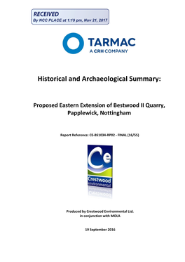 Historical and Archaeological Summary