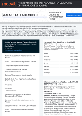 Horario Y Mapa De La Ruta ALAJUELA