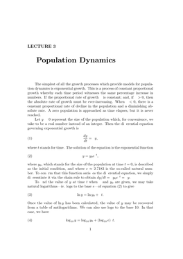 Population Dynamics