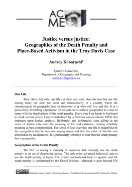 Geographies of the Death Penalty and Place-Based Activism in the Troy Davis Case