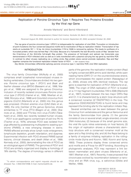 Replication of Porcine Circovirus Type 1 Requires Two Proteins Encoded by the Viral Rep Gene