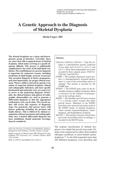 A Genetic Approach to the Diagnosis of Skeletal Dysplasia