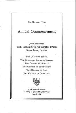 1954-06-06 University of Notre Dame Commencement Program