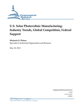 US Solar Photovoltaic Manufacturing