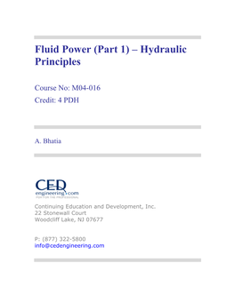 Fluid Power (Part 1) – Hydraulic Principles