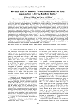 The Seed Bank of Hemlock Forests: Implications for Forest Regeneration Following Hemlock Decline1 Kelley A