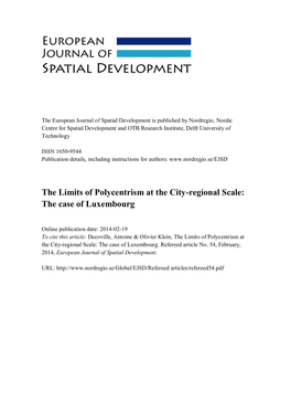 The Limits of Polycentrism at the City-Regional Scale: the Case of Luxembourg