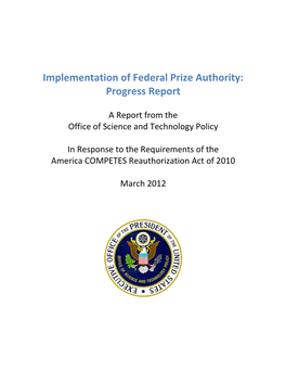 Implementation of Federal Prize Authority: Progress Report