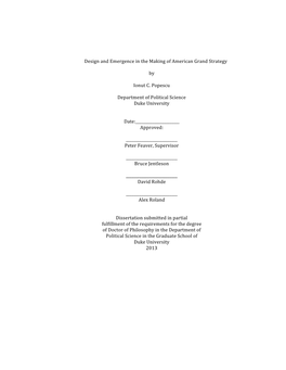 Design and Emergence in the Making of American Grand Strategy By