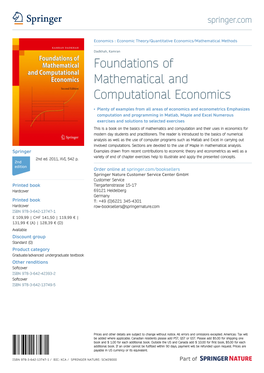 Foundations of Mathematical and Computational Economics