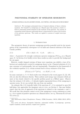 Polynomial Stability of Operator Semigroups