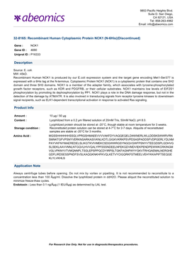 Recombinant Human Cytoplasmic Protein NCK1 (N-6His)(Discontinued)