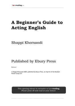 A Beginner's Guide to Acting English