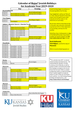 2019-2020 Jewishholidays