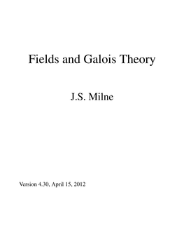 Fields and Galois Theory