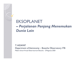 EKSOPLANET – Perjalanan Panjang Menemukan Dunia Lain