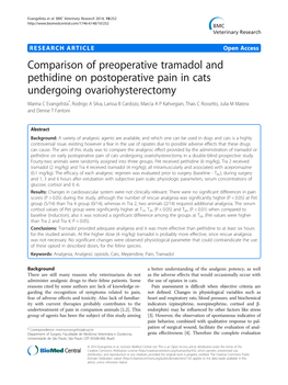 Comparison of Preoperative Tramadol and Pethidine on Postoperative