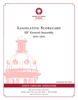 2016 Legislative Scorecard.Indd